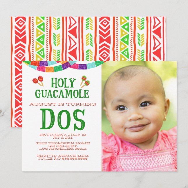INVITACIÓN SEGUNDO FIESTA DE CUMPLEAÑOS - FOTO - DOS (Anverso / Reverso)
