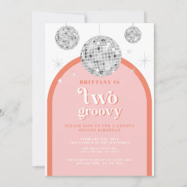 Invitación Segundo Naranja de cumpleaños arco de disco retro 