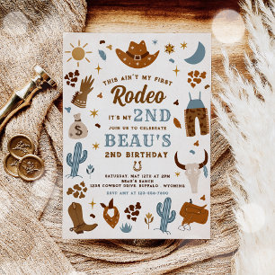 Invitación Segundo Rodeo Cowboy Wild West Birthday Party