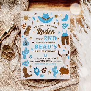 Invitación Segundo Rodeo Cowboy Wild West Birthday Party