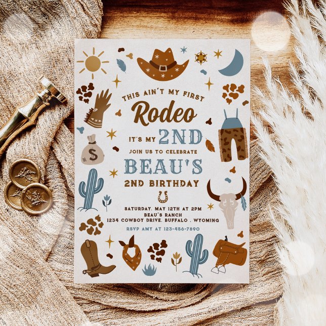 Invitación Segundo Rodeo Cowboy Wild West Birthday Party (Subido por el creador)