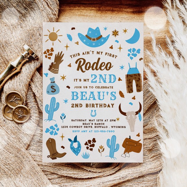 Invitación Segundo Rodeo Cowboy Wild West Birthday Party (Subido por el creador)