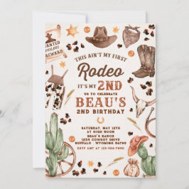 Invitación Segundo Rodeo Cowboy Wild West Birthday Party