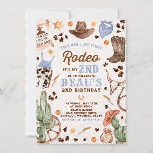 Invitación Segundo Rodeo Cowboy Wild West Birthday Party