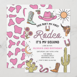 Invitación Segundo Rodeo Cumpleaños Western Rosa 2