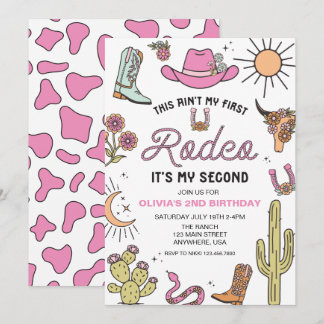 Invitación Segundo Rodeo Cumpleaños Western Rosa 2