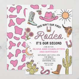 Invitación Segundo Rodeo Cumpleaños Western Rosa 2do Cumpleañ