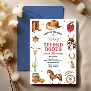 Invitación Segundo Rodeo del Salvaje Oeste de Cowboy Cumpleañ