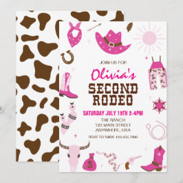 Invitación Segundo Rodeo Rosa Caliente Cumpleaños Occidental 