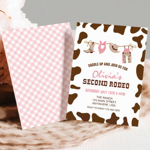 Invitación Segundo Rodeo Western Cowboy Cumpleaños 2do