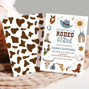 Invitación Segundo Rodeo Western Vaquero Cumpleaños 2º