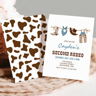 Invitación Segundo Rodeo Western Vaquero Cumpleaños 2º
