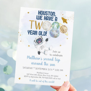Invitación Segundo Viaje Astronauta Alrededor Del Cumpleaños