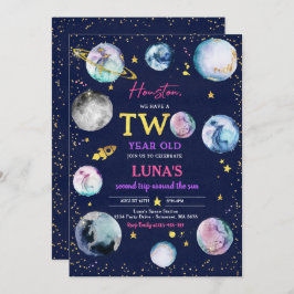 Invitación Segundo Viaje De La Fiesta Del Cumpleaños Espacial