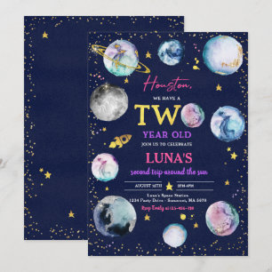 Invitación Segundo Viaje De La Fiesta Del Cumpleaños Espacial