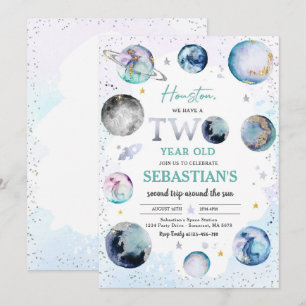 Invitación Segundo Viaje De La Fiesta Del Cumpleaños Espacial