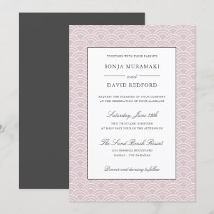 Invitación Seigaiha Boda agitada y agitada en la playa japo