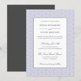 Invitación Seigaiha | Dusty Lilac Boda japonesa en la playa