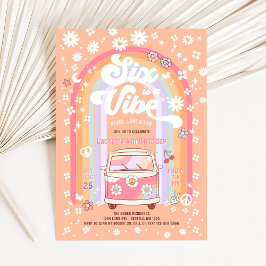 Invitación SEIS es un Vibe Daisy Groovy Hippie 6º cumpleaños