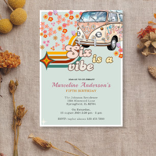 Invitación Seis es un Vibe Daisy Van Floral 6º cumpleaños