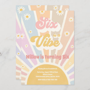Invitación Seis es una fiesta de cumpleaños de Vibe Boho Suns