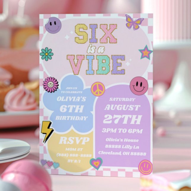 Invitación Seis es una fiesta de cumpleaños de Vibe Preppy Pa (Subido por el creador)