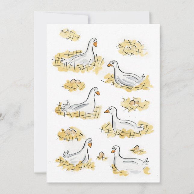 Invitación Seis gansos poniendo (Anverso)