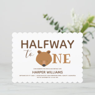 Invitación Seis meses Bear Bebé Medio Cumpleaños