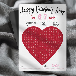 Invitación Seis Siete Búsqueda de Palabras de San Valentín In