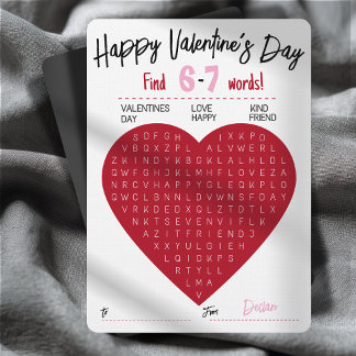 Invitación Seis Siete Búsqueda de Palabras de San Valentín In