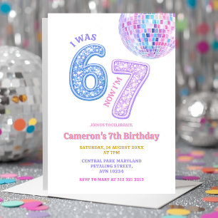 Invitación Seis Siete Disco Glam 67 Cumpleaños de Niños