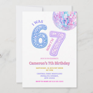 Invitación Seis Siete Disco Glam 67 Cumpleaños de Niños