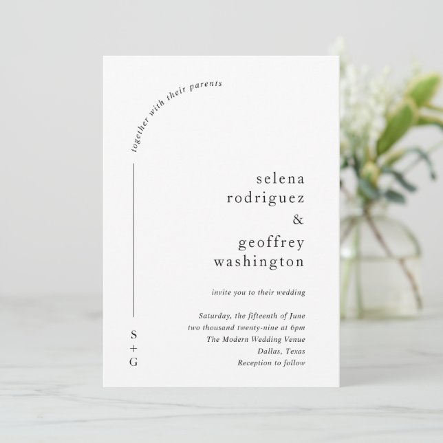 Invitación Selena Minimalista Arch Boda moderno (Anverso de pie)