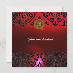 Invitación Sello de cera rojo burgundi con monograma de piedr
