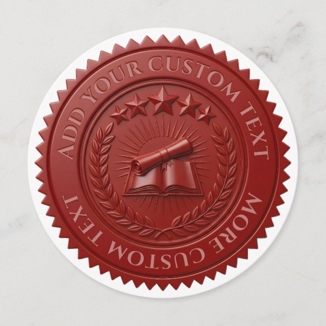 Invitación Sello de certificado de cera roja editable en 3D p (Anverso)