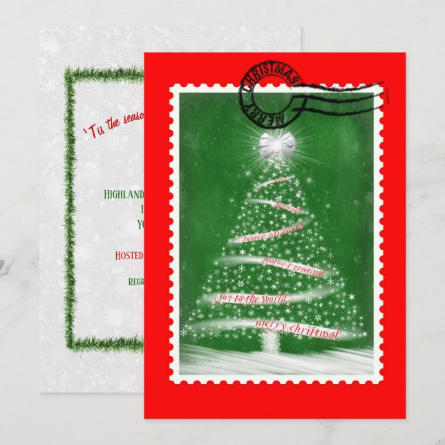 Invitación Sello de correo de los navidades (Anverso / Reverso)