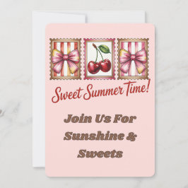 Invitación Sello de Correo Vintage de Cereza Tiempo de Verano