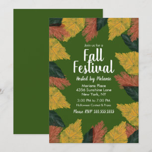 Invitación Sello de evento del festival de otoño Hojas 