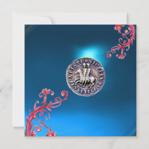Invitación SELLO DE LOS CABALLEROS TEMPLARIOS azul zafiro