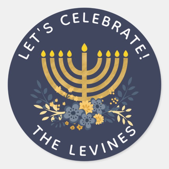 Invitación Sello para sobres Menorah | Hanuakkah (Anverso)