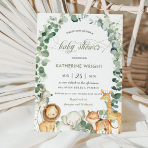 Invitación Selva animal vegetación género Baby Shower neutro