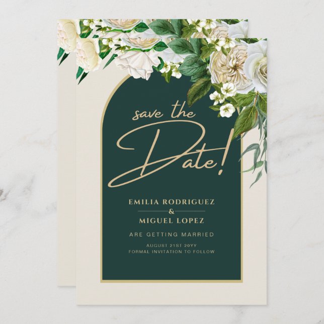 Invitación Selva blanca Boda Verde de Invierno Boda de Invier (Anverso / Reverso)