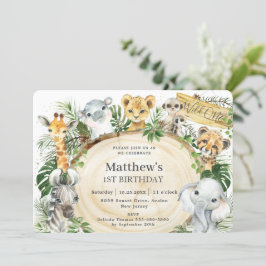 Invitación Selva de animales Madera vegetación salvaje Un pri