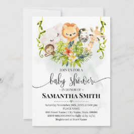 Invitación Selva de animales salvajes Baby Shower Safari trop