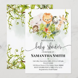 Invitación Selva de animales salvajes Baby Shower Safari trop