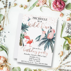 Invitación Selva de Aves Tropicales de Oro Rosa