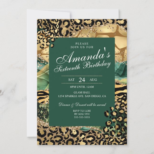 Invitación Selva de Estampado de Leopardo y Animal (Anverso)