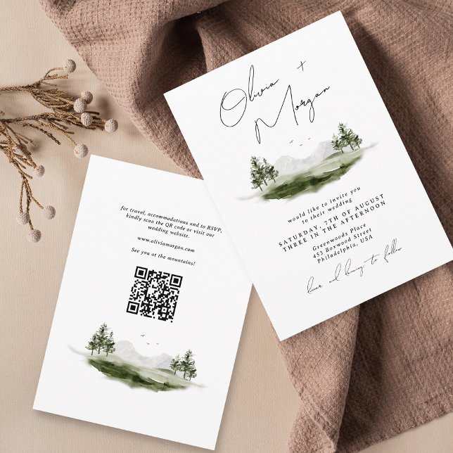 Invitación Selva de montaña acuarela todo en un Boda (Subido por el creador)