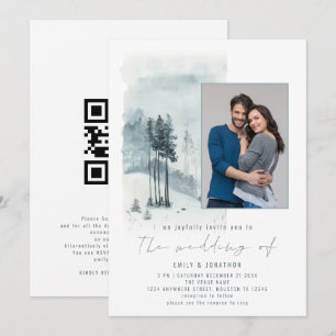 Invitación Selva de nieve foto elegante guión Boda de inviern