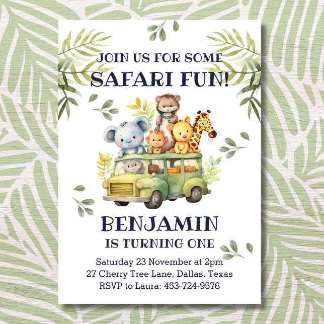 Invitación Selva de Safari Cute 1º cumpleaños (Subido por el creador)
